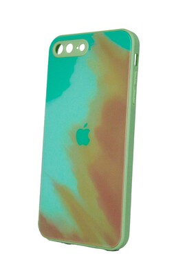  - Rainbow Yeşil İphone 7 Plus Kamera Korumalı Cam Kılıf