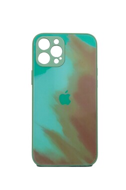  - Rainbow Yeşil İphone İphone 12 Pro max Uyumlu Kamera Korumalı Cam Kılıf