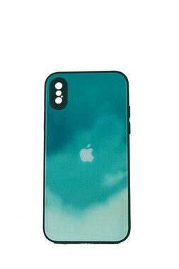  - Rainbow Zümrüt Yeşil İphone X Kamera Korumalı Cam Kılıf