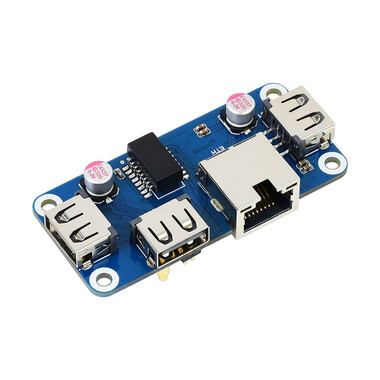 Raspberry için USB HUB HAT RJ45x1 USBx3 - Thumbnail