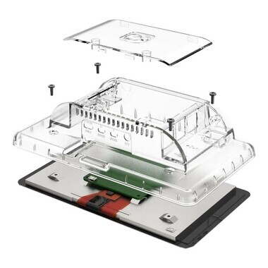 Raspberry Pi 4 Uyumlu Dokunmatik Ekran Kasasi - Seffaf - Thumbnail