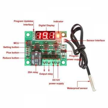 Röle Çıkışlı Dijital Termostat, Sıcaklık Kontrol Kartı - W1209