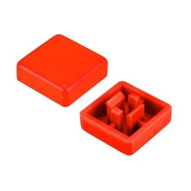  - Tact Switch Kapağı Kare Kırmızı - 10x10x5mm ile Uyumlu