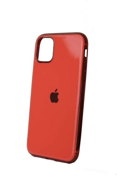 Turuncu İphone 11 Apple Logolu Lazer Kesim Silikon Kılıf