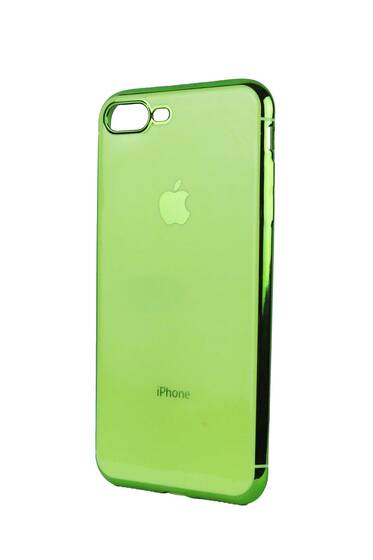 Yeşil İphone 7 Plus - Apple Logolu Lazer Kesim Silikon Kılıf